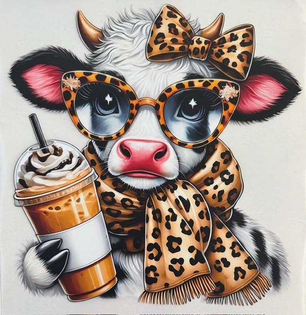 Cow - cheetah glasses/bow/scarf