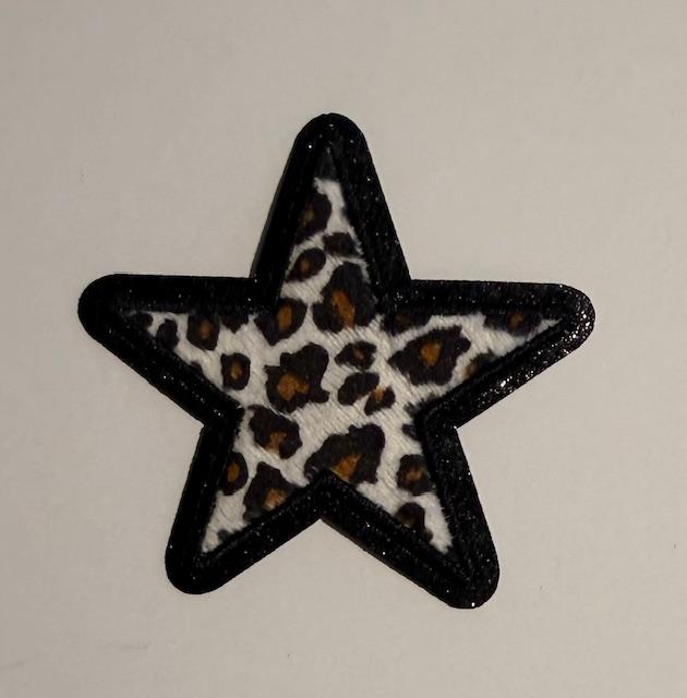 Black outlined cheetah star hat patch
