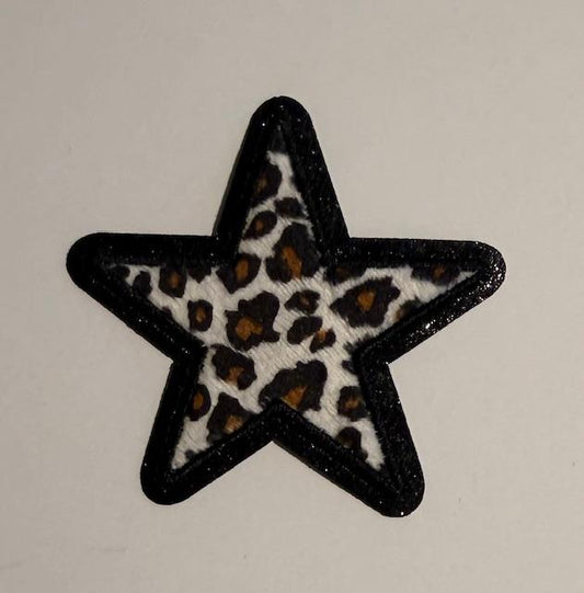 Black outlined cheetah star hat patch