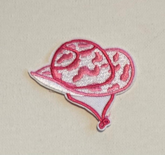 Pink hat with tie hat patch