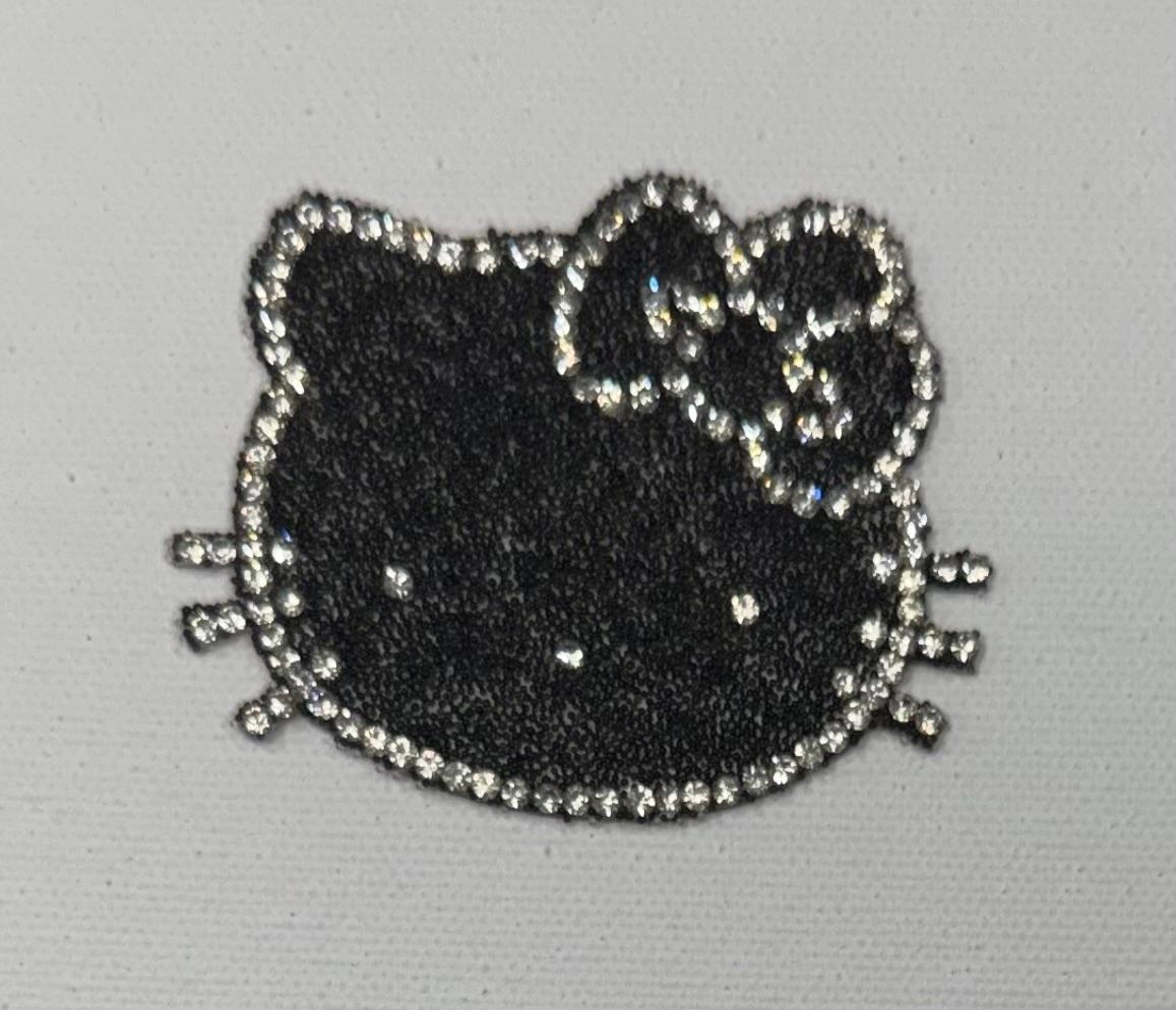 HK hat patch, black, outlined in bling