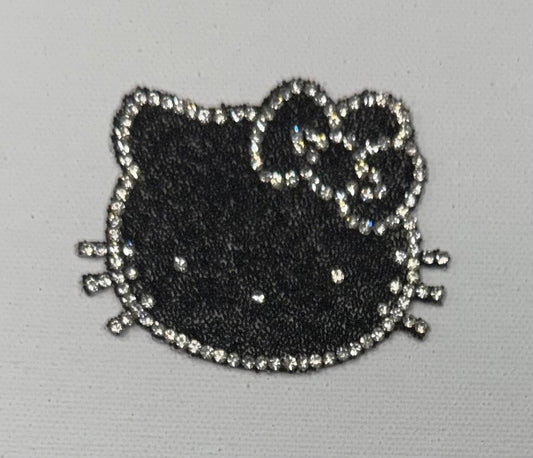 HK hat patch, black, outlined in bling