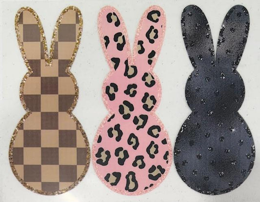 3 Bunnies-checkered, cheetah and blck