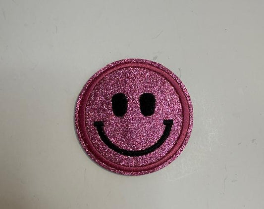 Smiley-hot pink hat patch