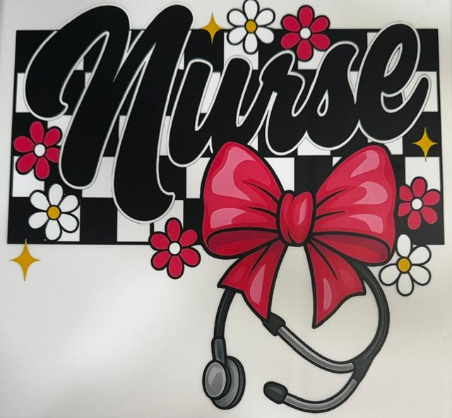 Nurse - checkered, pink bow