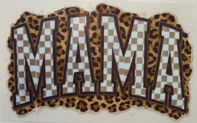 Mama - Tan, brown checkered, cheetah outline
