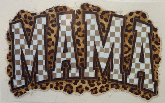 Mama - Tan, brown checkered, cheetah outline