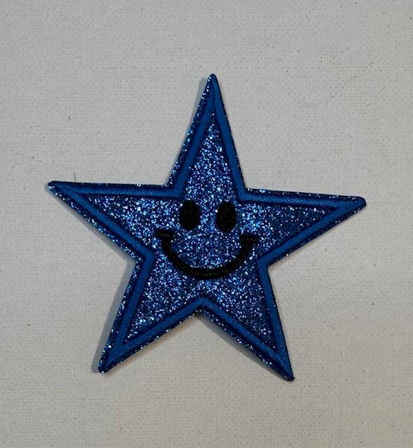 Blue smiley star hat patch