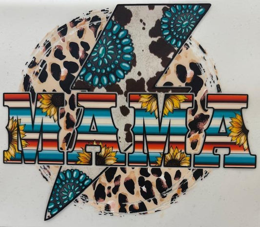 Mama - western, cow print bolt