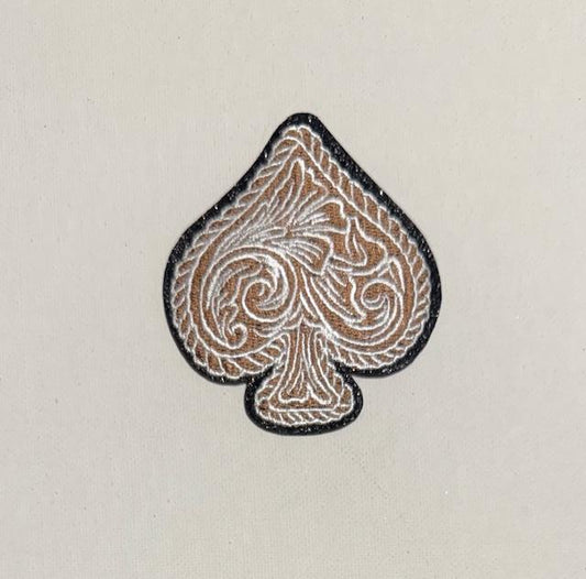 Tan/white western spade hat patch