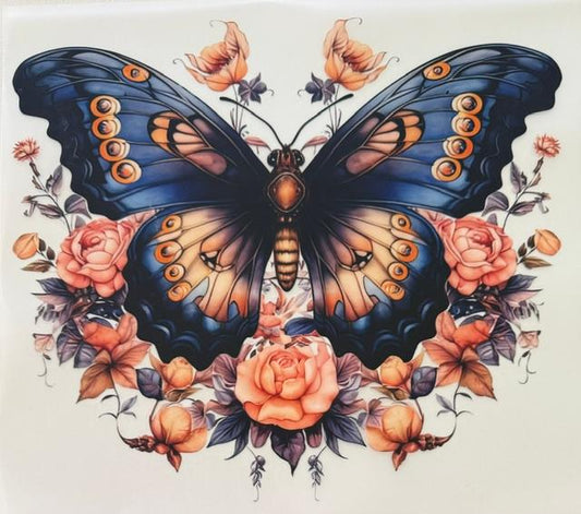 Big Butterfly - peachy flowers