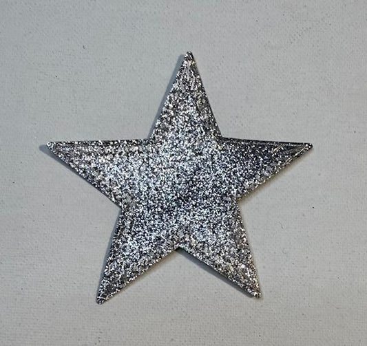Silver bling star hat patch