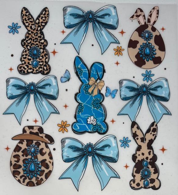Teal Easter collage, 4 bows