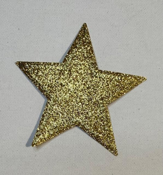 Gold glitter star hat patch