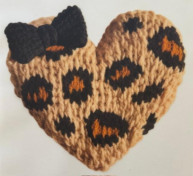 Cheetah heart, black bow