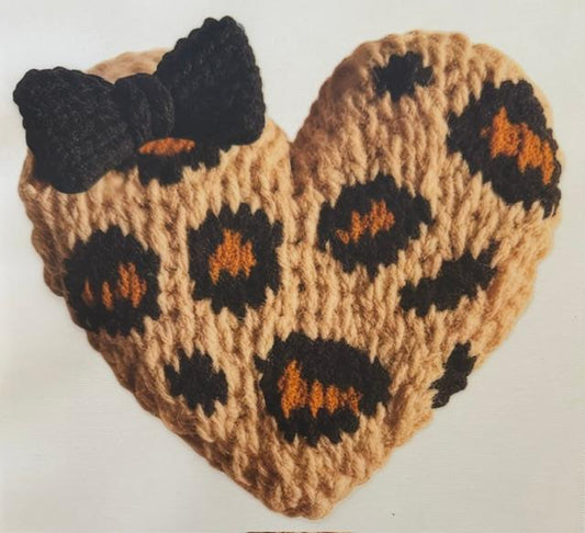 Cheetah heart, black bow