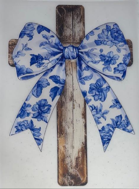 Cross with blue bow
