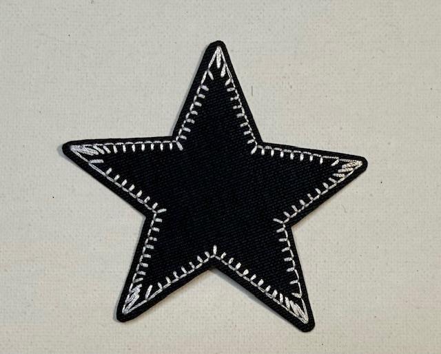 dark blue stitched star hat patch