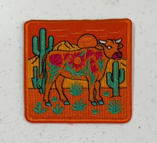 Orange western hat patch
