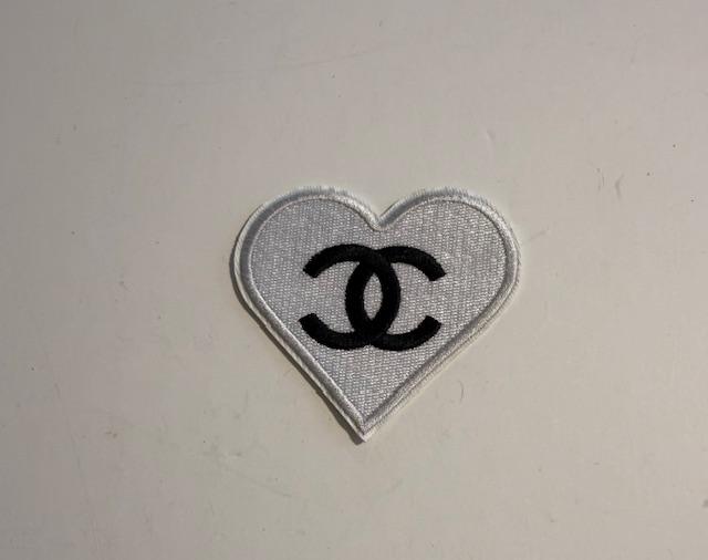 CC white heart hat patch