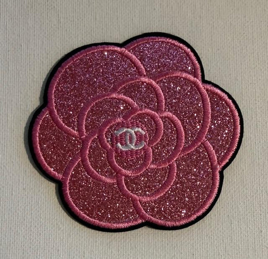 CC Pink shimmer flower hat patch