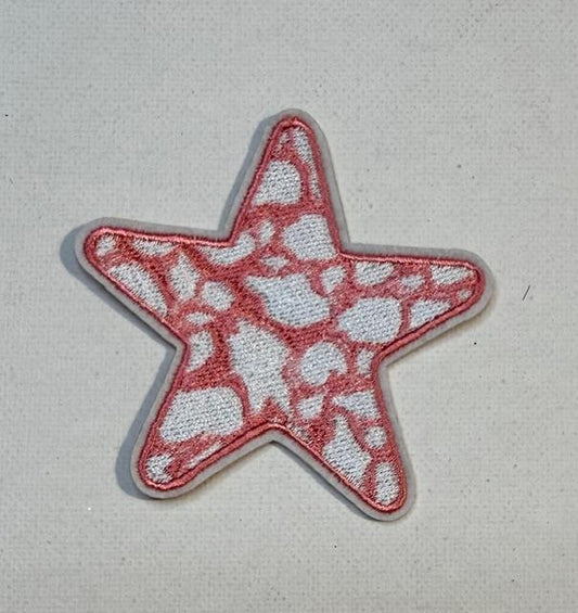 Pink/white marbled star hat patch