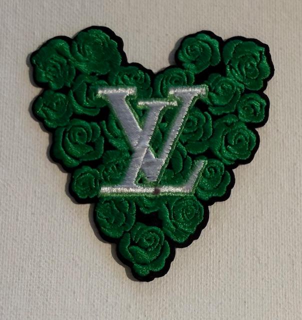 LV heart made of green roses hat patch