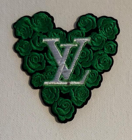 LV heart made of green roses hat patch