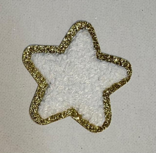 White, gold outlined star hat patch