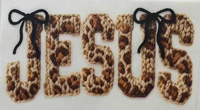 Jesus (word) cheetah with black bows