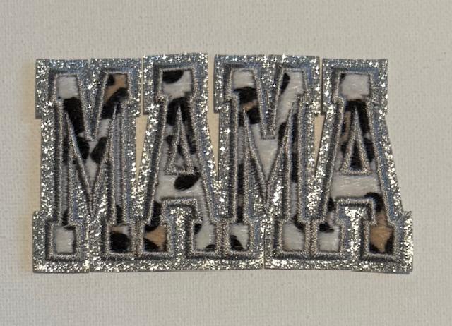 Mama Cheetah hat patch, silver outline