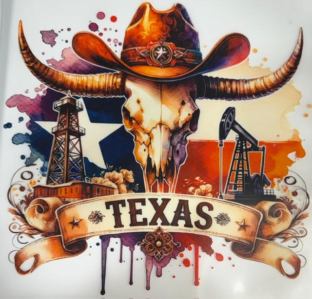 Texas - western scene, hat on skull