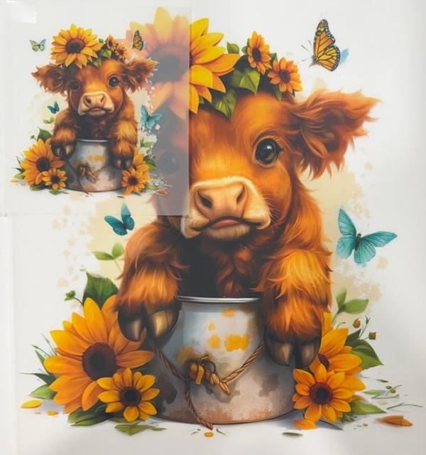 Cow in pot, sunflowers-2pc