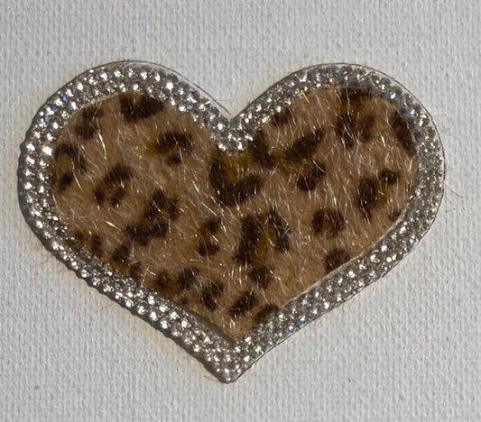 Cheetah heart bling hat patch