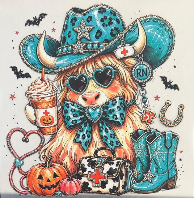 Fall Cow Nurse - blue