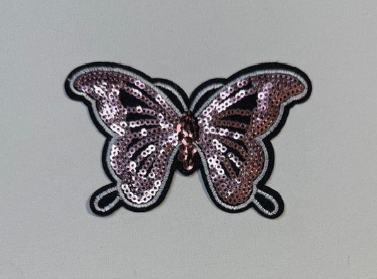 Pink Sequin butterfly hat patch