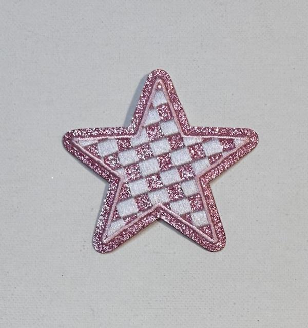 Pink Checkered star hat patch