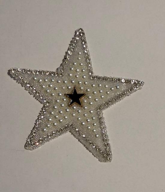 White Pearl star w/ blus star in center hat patch