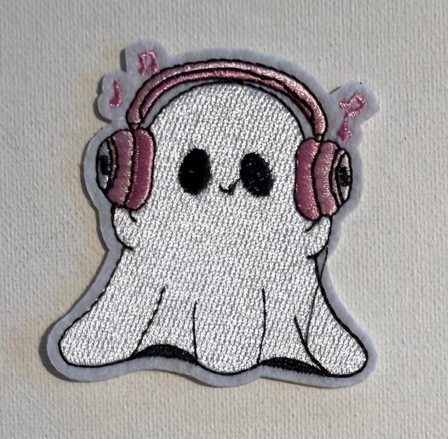 Ghost w/ headphones hat patch
