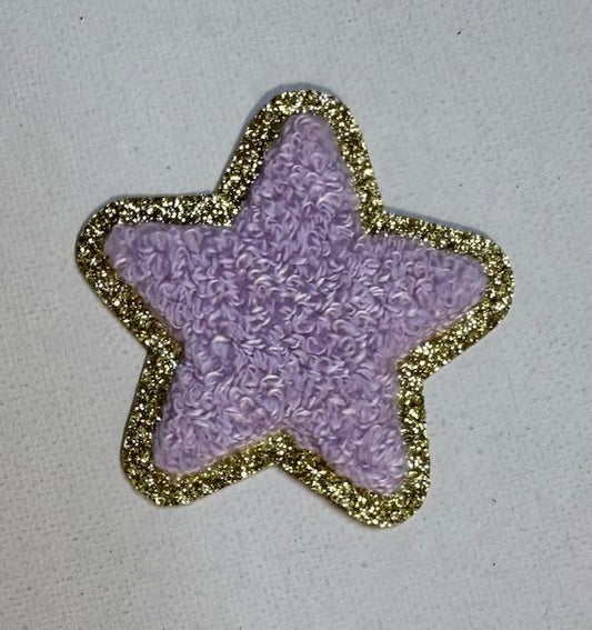 Purple, gold outlined star hat patch