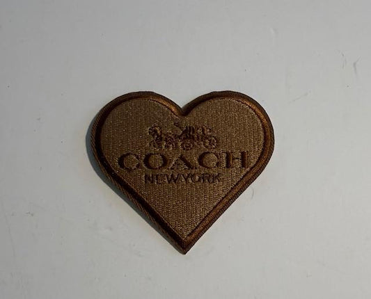 Coach tan heart hat patch