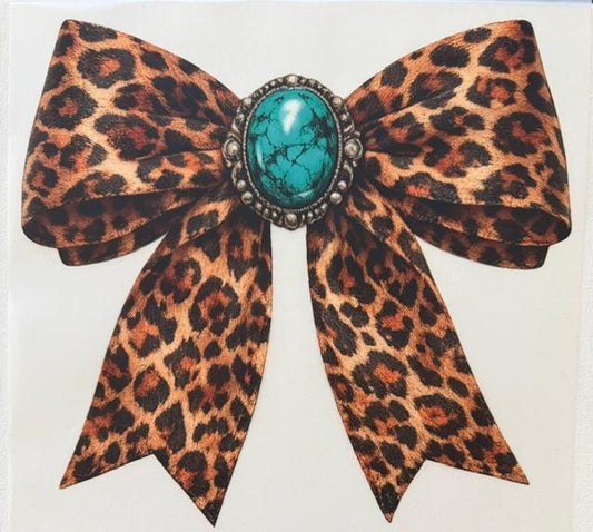 Cheetah bow, teal concho