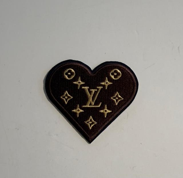 LV brown heart  hat patch