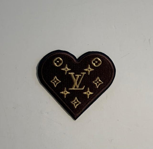 LV brown heart  hat patch