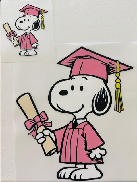 Snoopy-Graduation, pink gown-set
