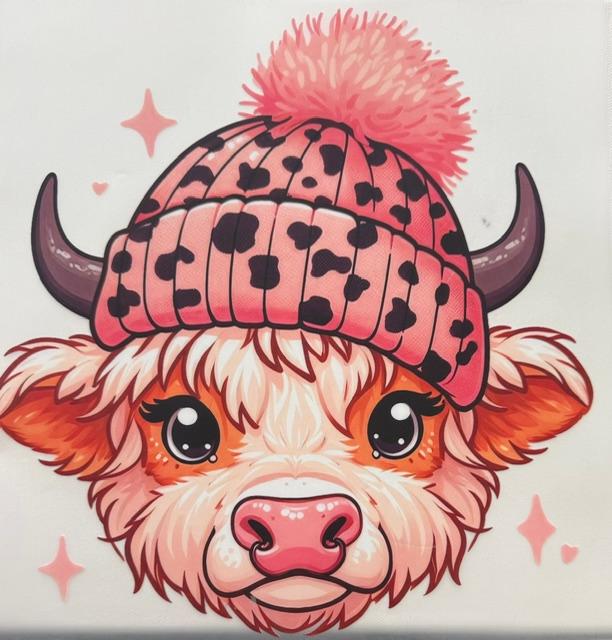 Cow - pink beanie w/ ball