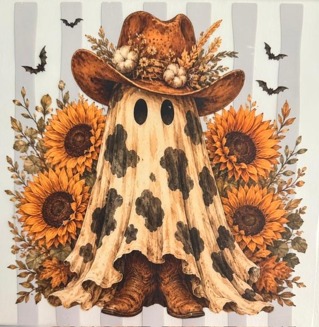 Ghost - brown hat, 4 sunflowers