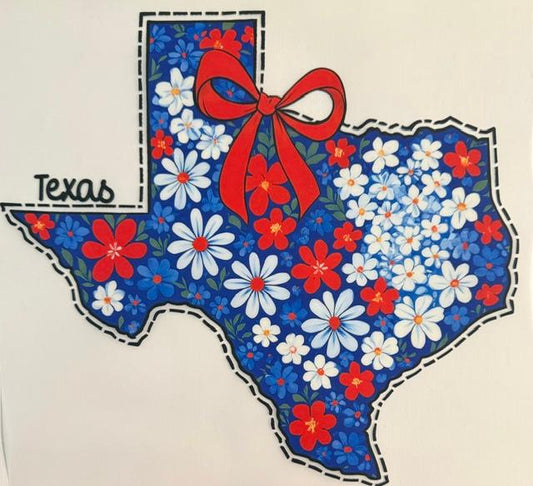 Texas, red bow, daisies