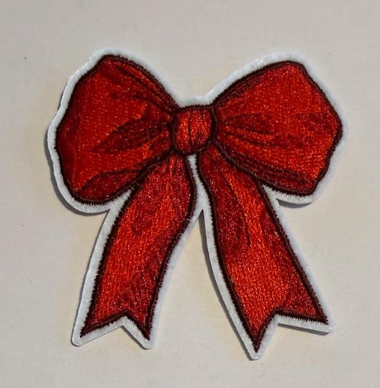 Red Valentines bow hat patch