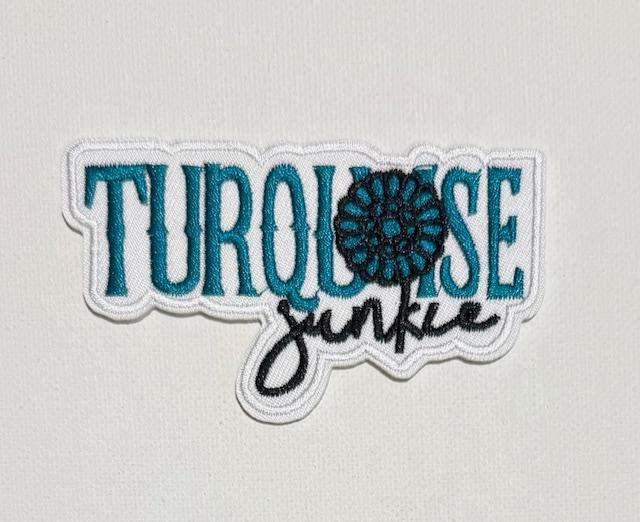 Turquoise Junkie teal hat patch